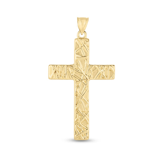 Royal Chain 14K Gold Textured Cross Pendant PD3660