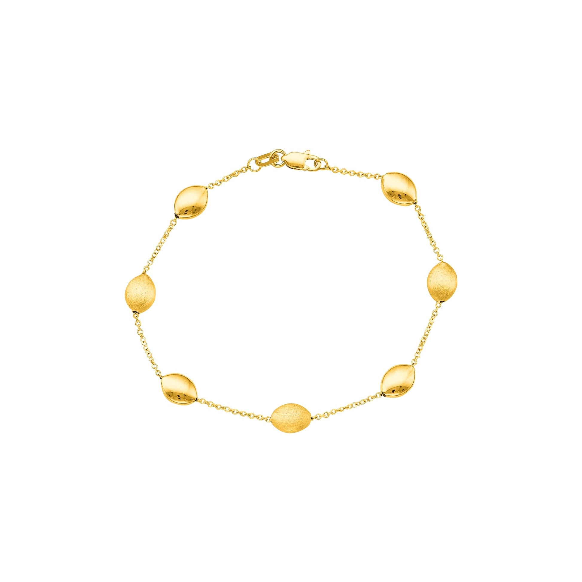 Royal Chain 14K Tri-color Gold Satin Pebble Strand Necklace PEB104