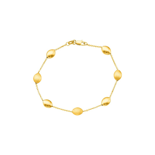 Royal Chain 14K Tri-color Gold Satin Pebble Strand Bracelet PEB104