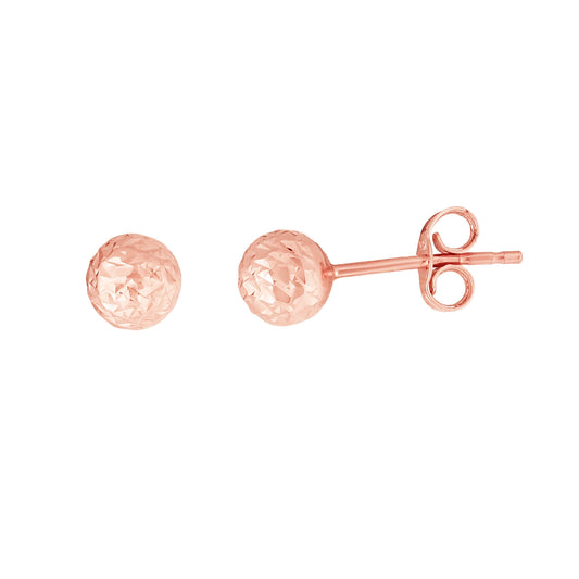 Royal Chain 14K Gold 5mm Crystal Cut Post Earring ER10397