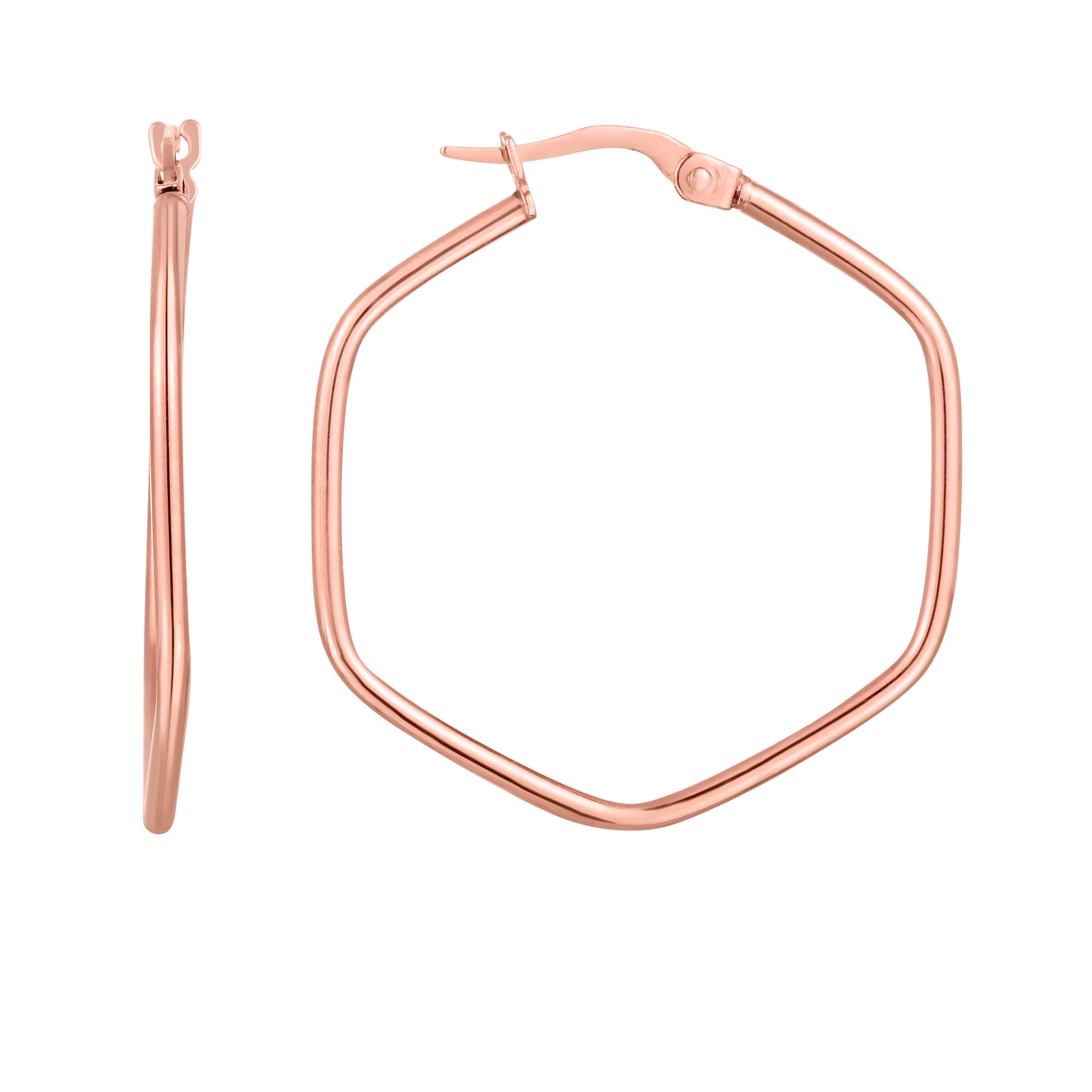 Royal Chain 14K Rounded Edges Hexagon Hoops ER8278