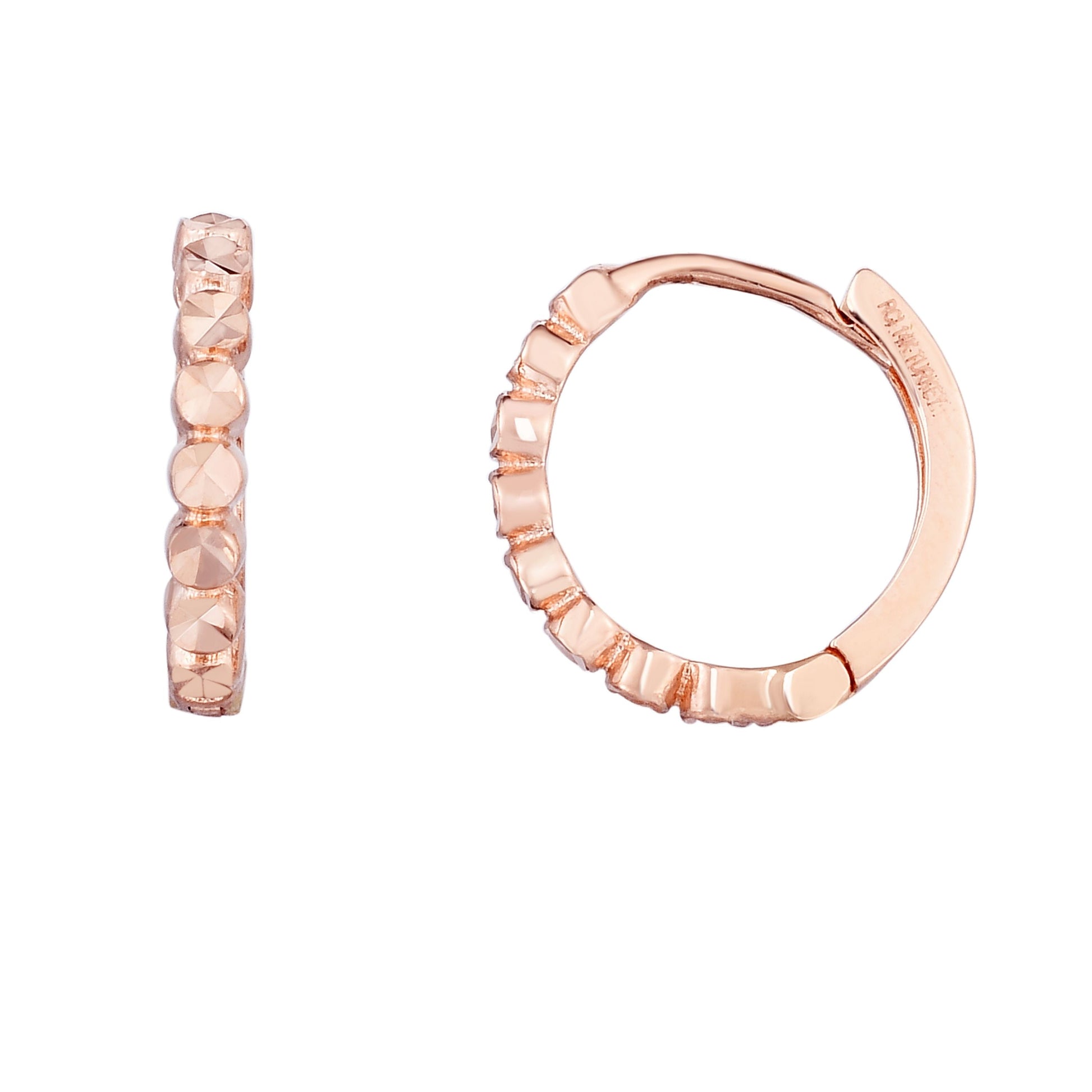 Royal Chain 14K Gold Round Diamond Cut Huggie Earring ER8635