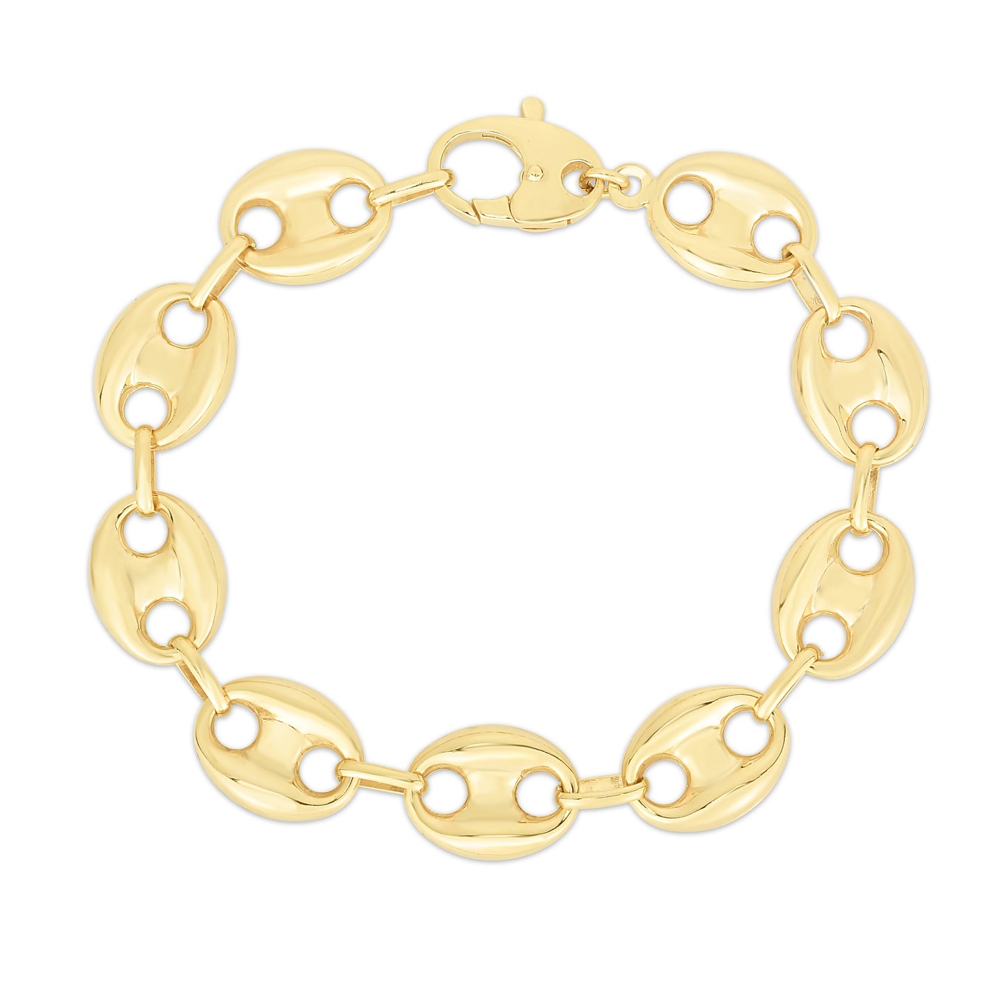 14K Gold 15mm Puffed Mariner Link Bracelet