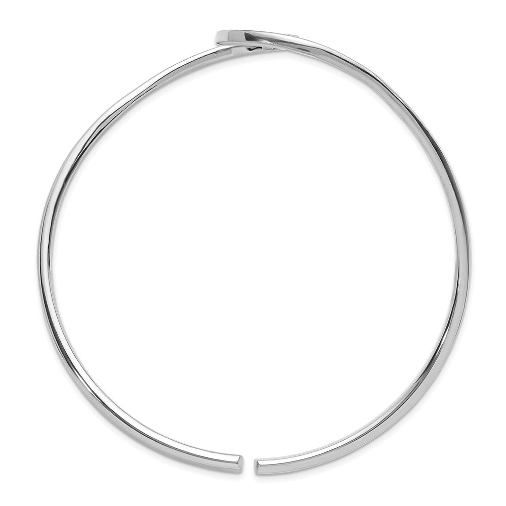 Sterling Silver Rhodium-plated Polished Wave Bangle PLB-631