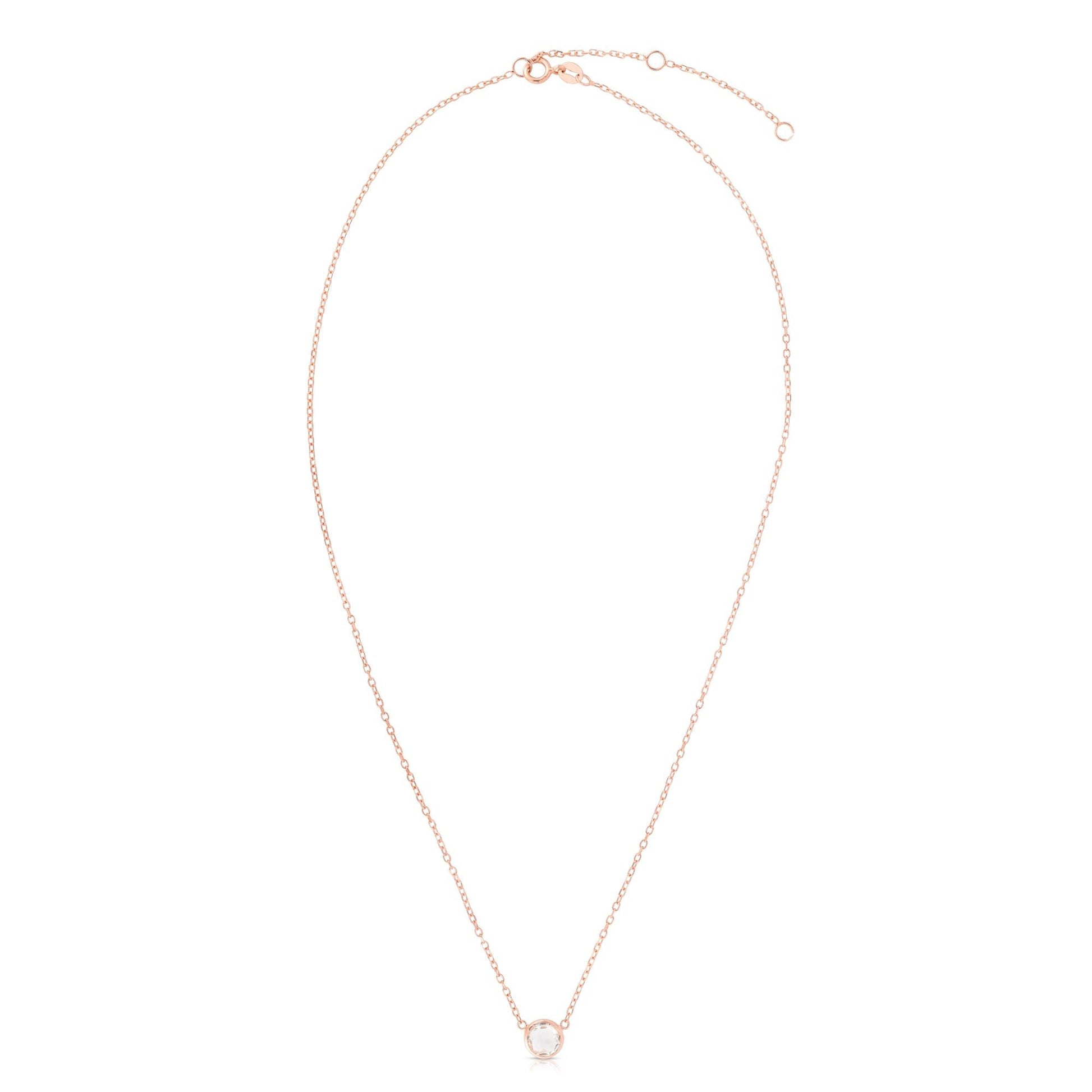 Royal Chain 14K Gold & White Topaz Solitaire Necklace RC69