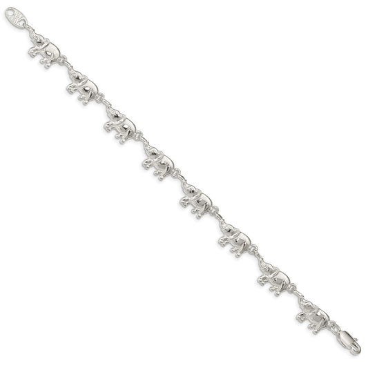 Sterling Silver Elephants Bracelet QA1-7