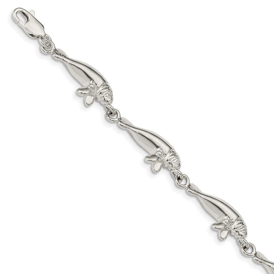 Sterling Silver Manatees Bracelet QA36-7