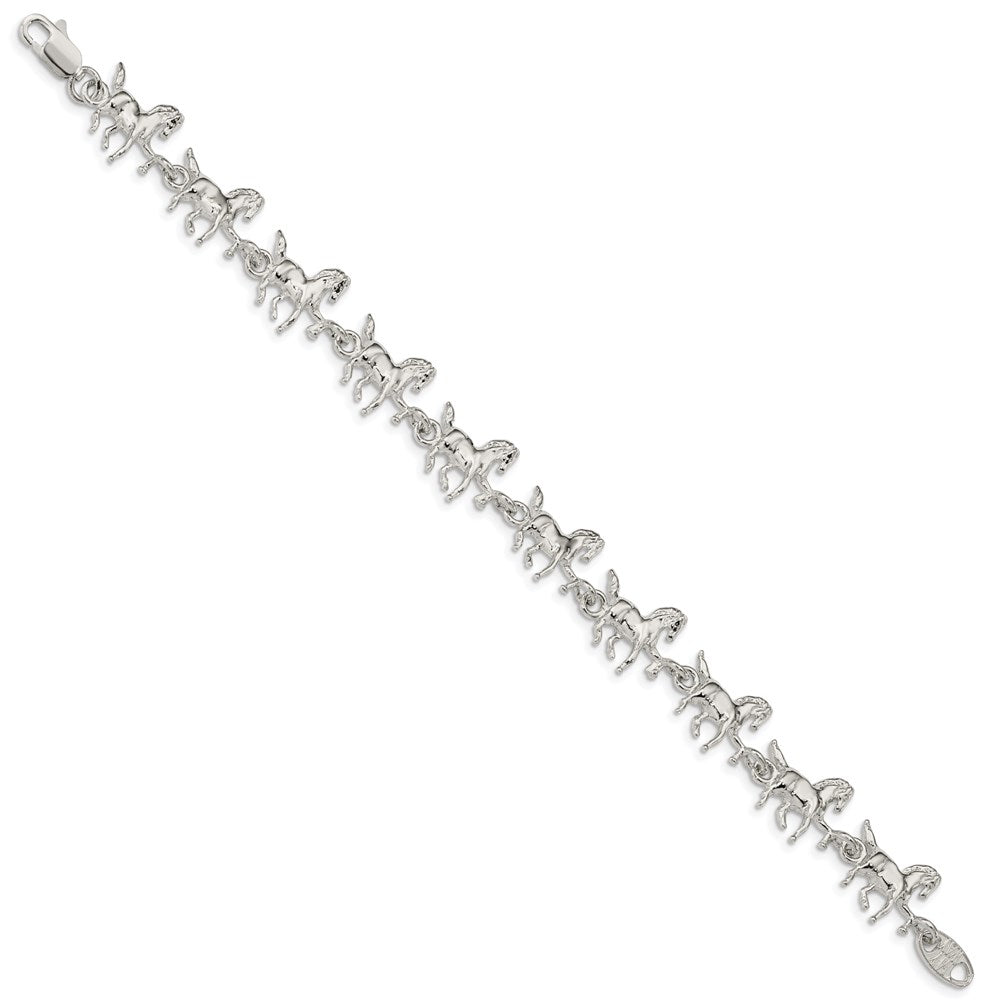 Sterling Silver Horses Bracelet QA5-7
