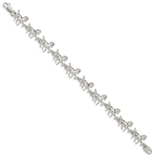 Sterling Silver Horses Bracelet QA5-7