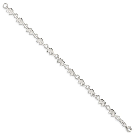 Sterling Silver Polished Elephant Bracelet QA70-7.5