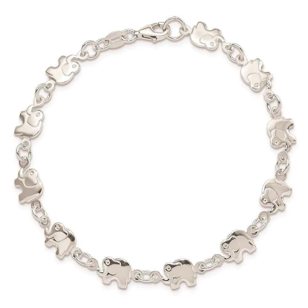 Sterling Silver Polished Elephant Bracelet QA70-7.5