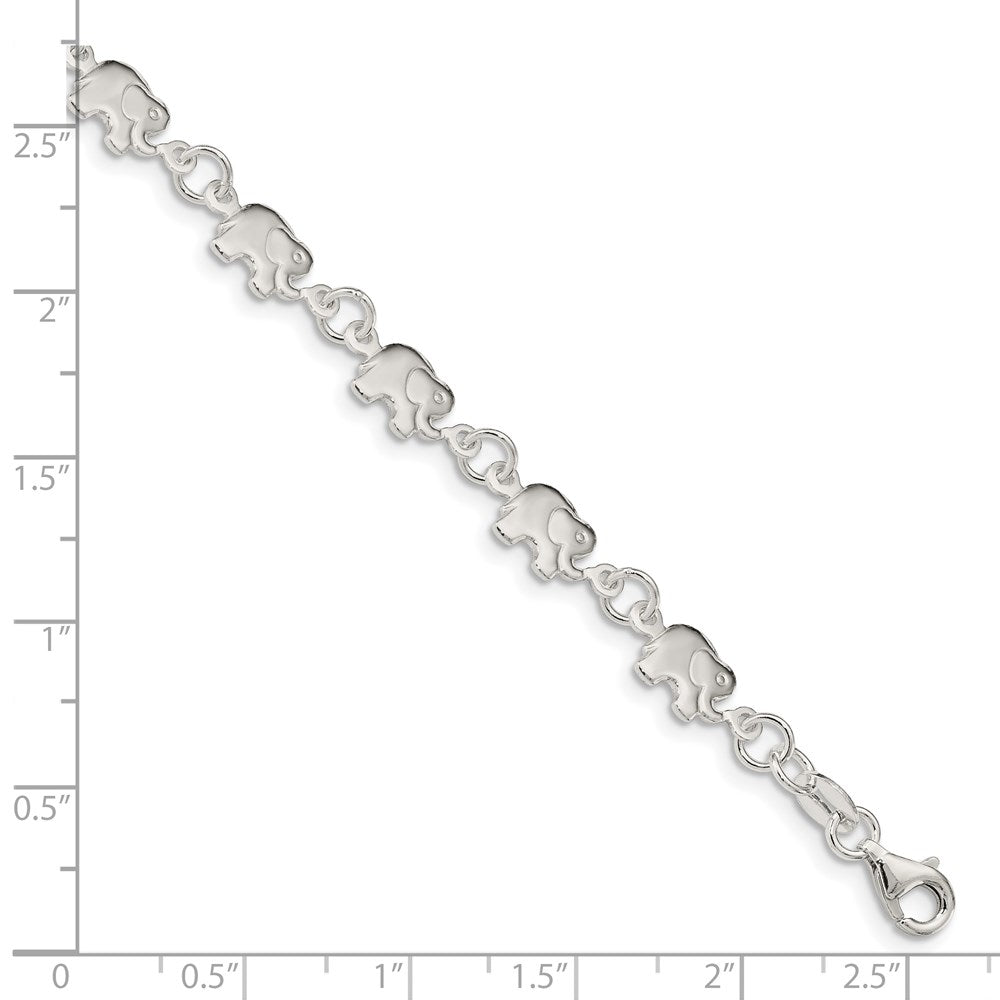 Sterling Silver Polished Elephant Bracelet QA70-7.5
