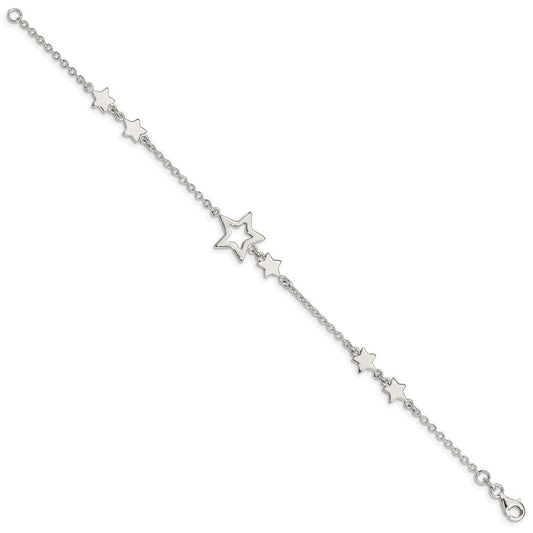 Sterling Silver Star Bracelet QA71-7.5