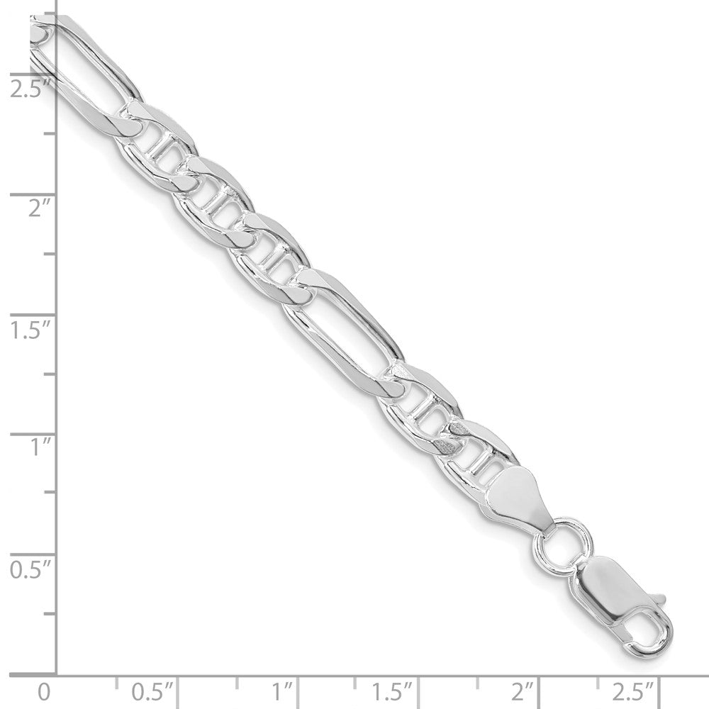 Sterling Silver Rhodium-plated 6.5mm Figaro Anchor Chain QAF180R-8