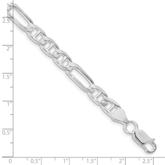 Sterling Silver Rhodium-plated 6.5mm Figaro Anchor Chain QAF180R-8