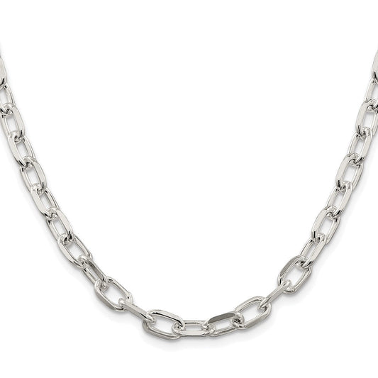 Sterling Silver Rhodium-plated 6.65mm Diamond-cut Long Link Cable ChainQAR180R
