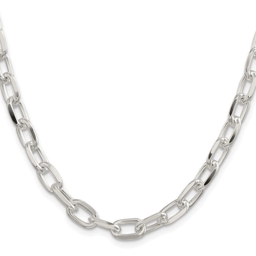 Sterling Silver Rhodium-plated 7.5mm Diamond-cut Long Link Cable ChainQAR200R