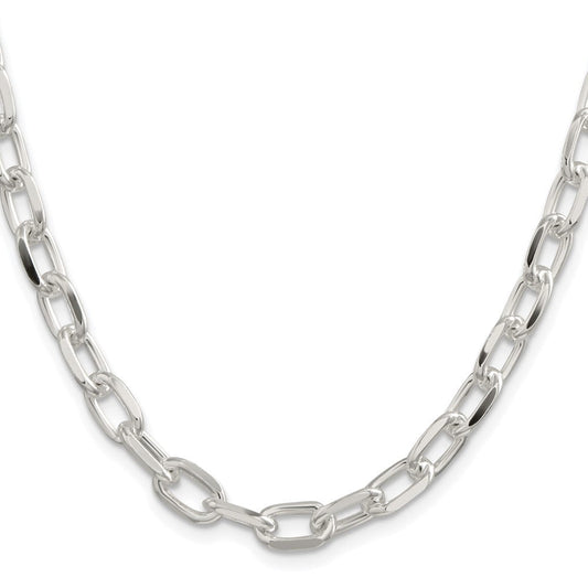 Sterling Silver Rhodium-plated 7.5mm Diamond-cut Long Link Cable ChainQAR200R