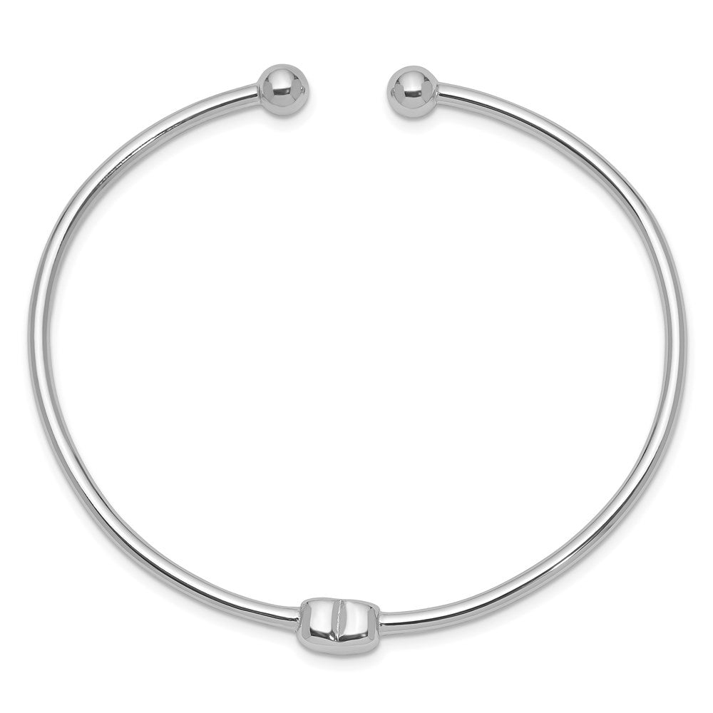 Sterling Silver Rhodium-plated Heart Cuff Bangle QB1002