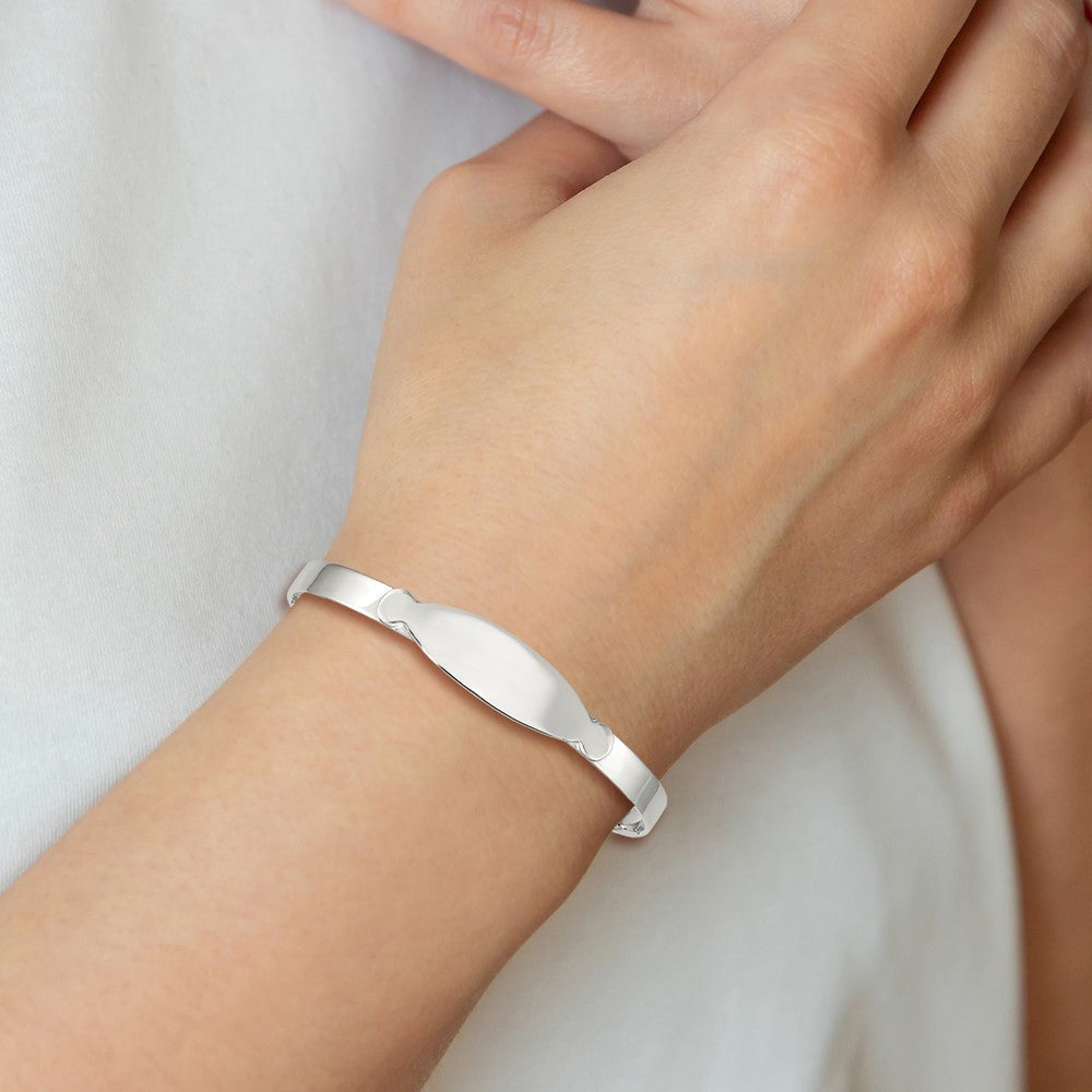 Sterling Silver Polished Adjustable ID Baby Bangle Bracelet QB1051