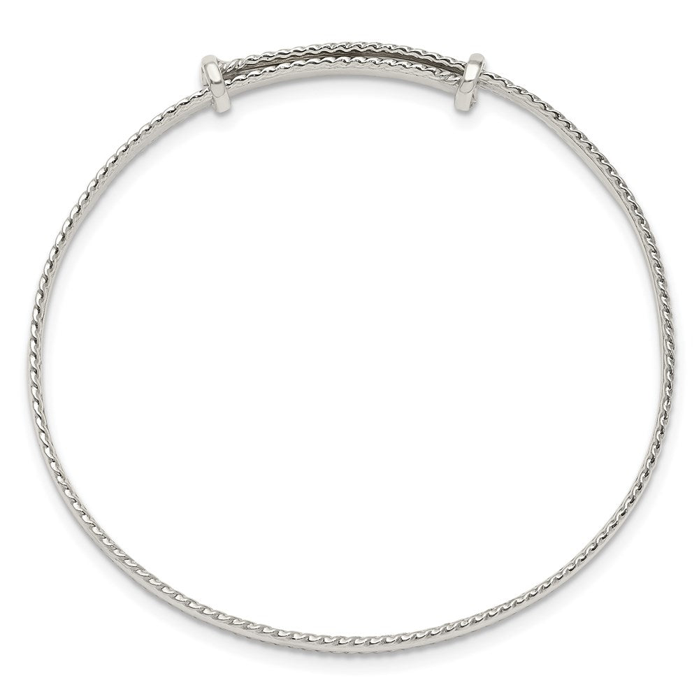 Sterling Silver Polished Milgrain 4.75mm Adjustable Children's Bangle QB1053