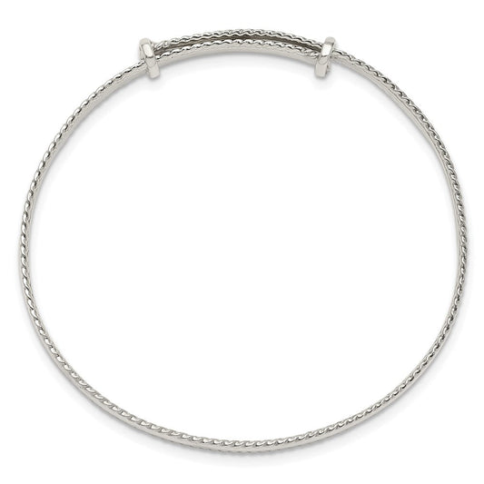 Sterling Silver Polished Milgrain 4.75mm Adjustable Children's Bangle QB1053