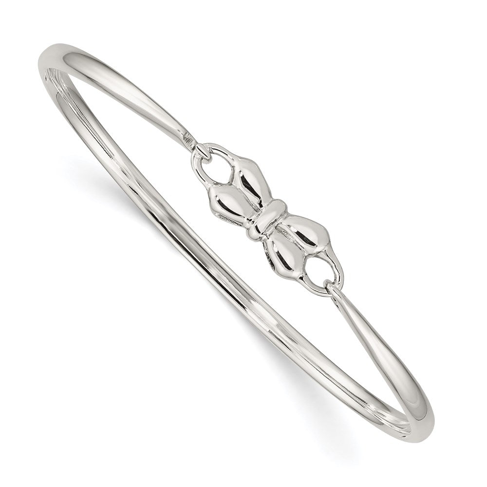 Sterling Silver Polished Bow Baby Bangle Bracelet QB1056