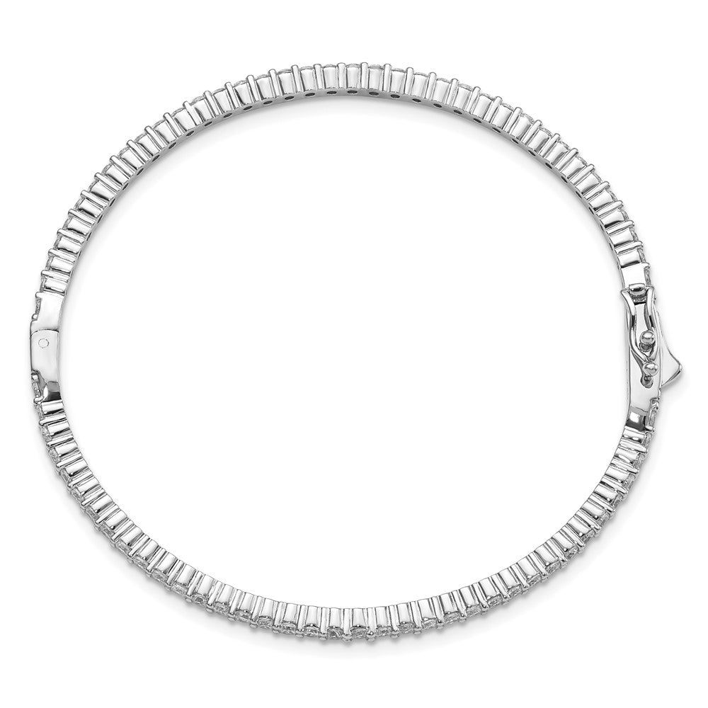 Sterling Shimmer Sterling Silver Rhodium-plated 68 Stone CZ Hinged Bangle Bracelet QB1065