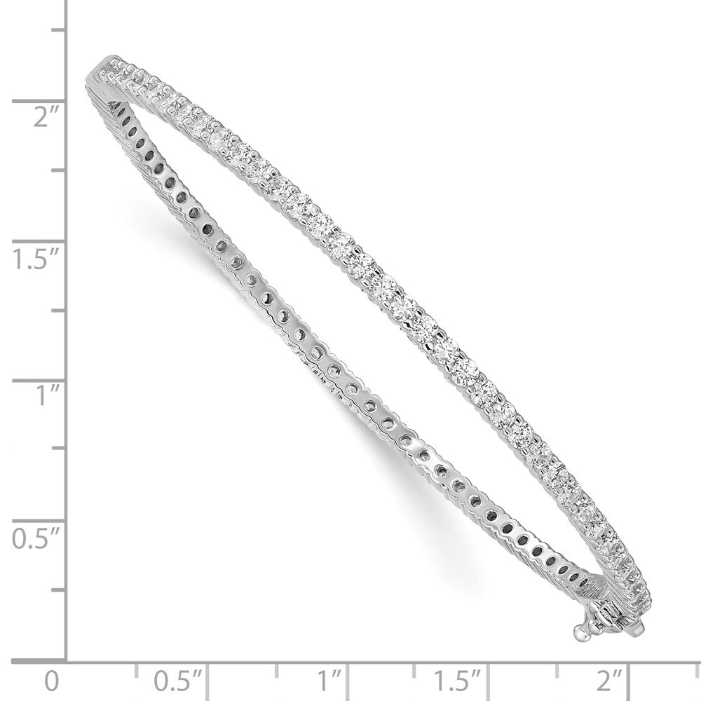 Sterling Shimmer Sterling Silver Rhodium-plated 68 Stone CZ Hinged Bangle Bracelet QB1065