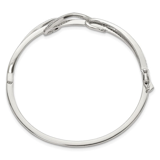 Sterling Shimmer Sterling Silver Rhodium-plated 83 Stone CZ Hinged Bangle Bracelet QB1068