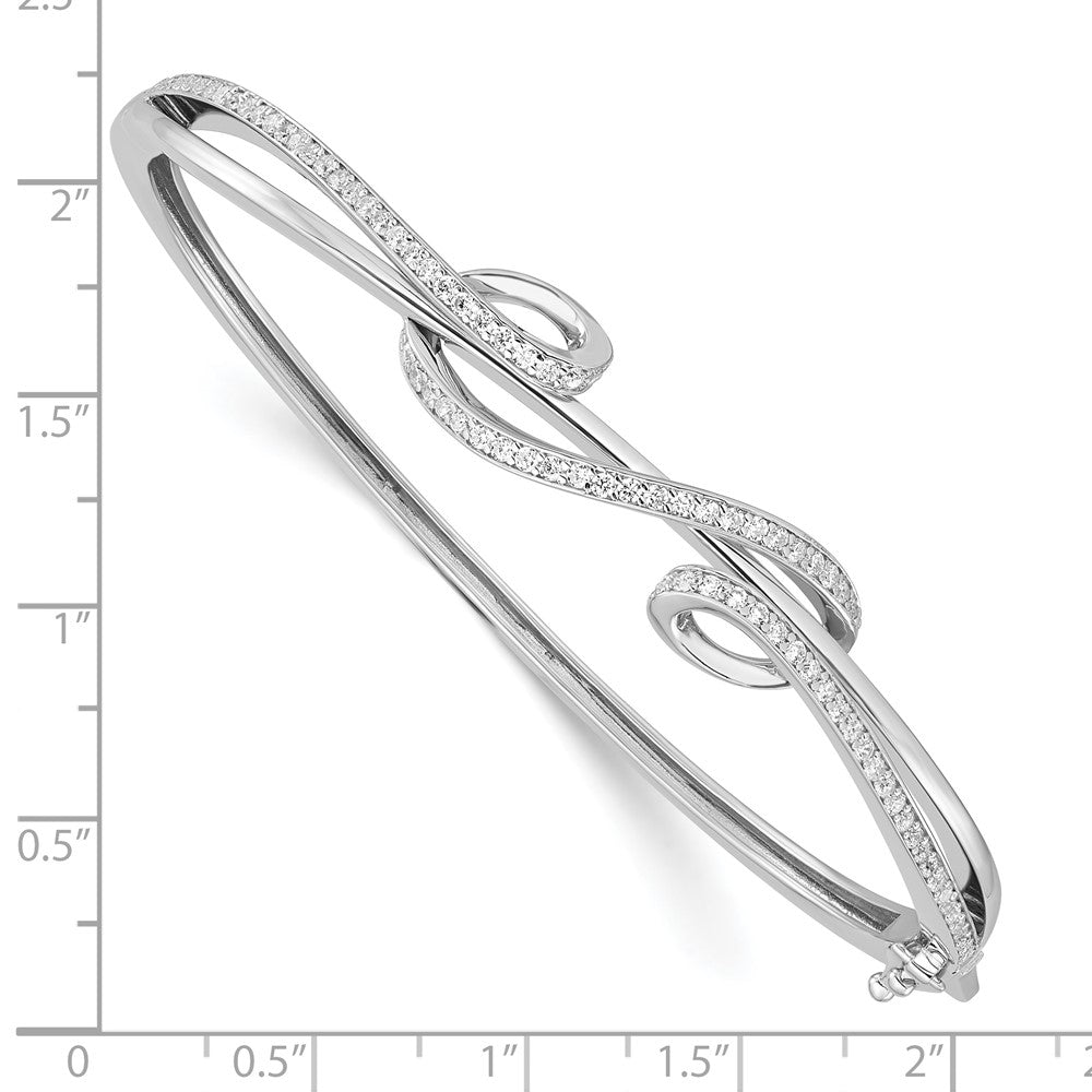 Sterling Shimmer Sterling Silver Rhodium-plated 83 Stone CZ Hinged Bangle Bracelet QB1068
