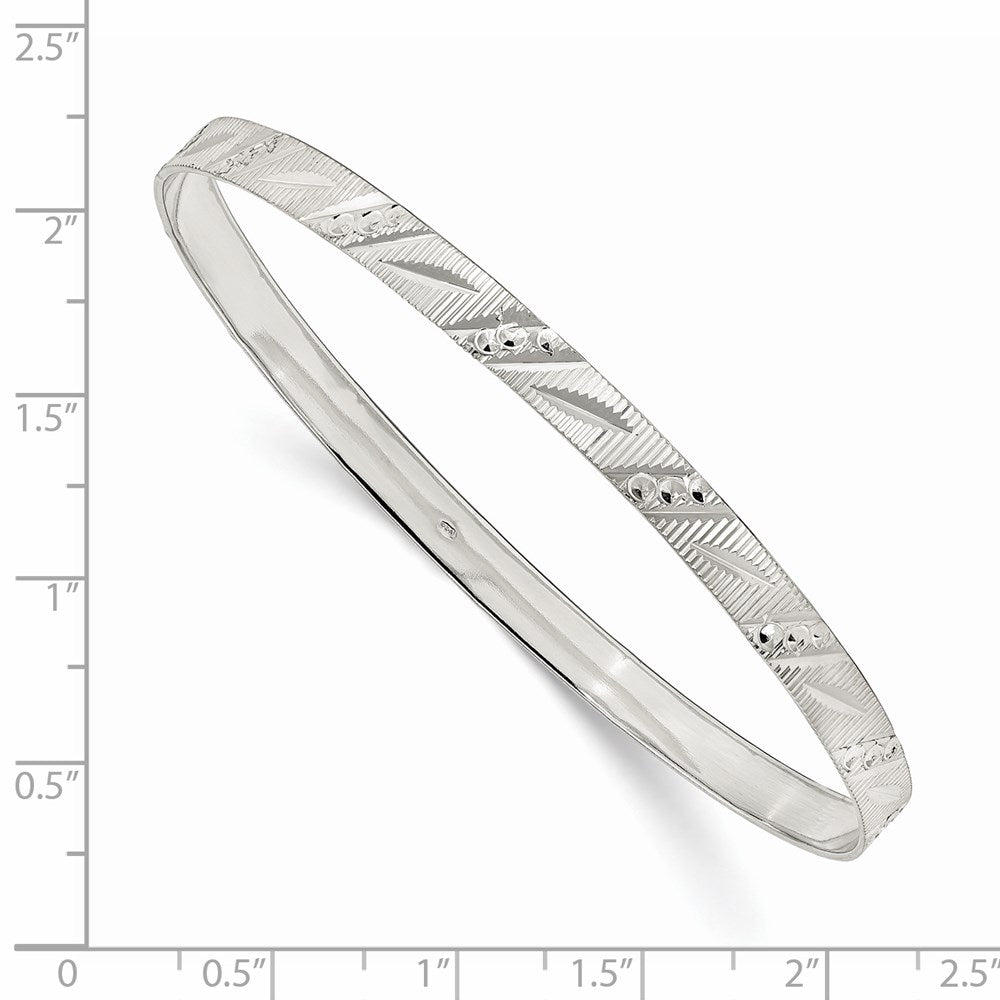 Sterling Silver 5mm Diamond Cut Slip-on Bangle QB1081