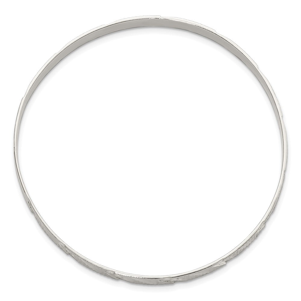 Sterling Silver 5mm Diamond Cut Slip-on Bangle QB1082