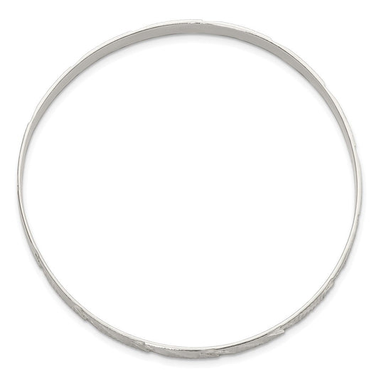 Sterling Silver 5mm Diamond Cut Slip-on Bangle QB1082