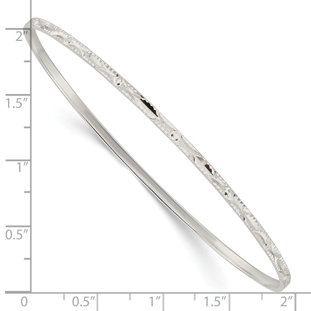 Sterling Silver Diamond Cut Slip-on Bangle QB1085