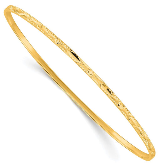 Sterling Silver Gold-tone Diamond Cut Slip-on Bangle QB1085GP