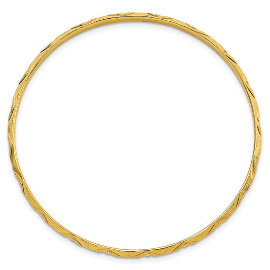Sterling Silver Gold-tone Diamond Cut Slip-on Bangle QB1089