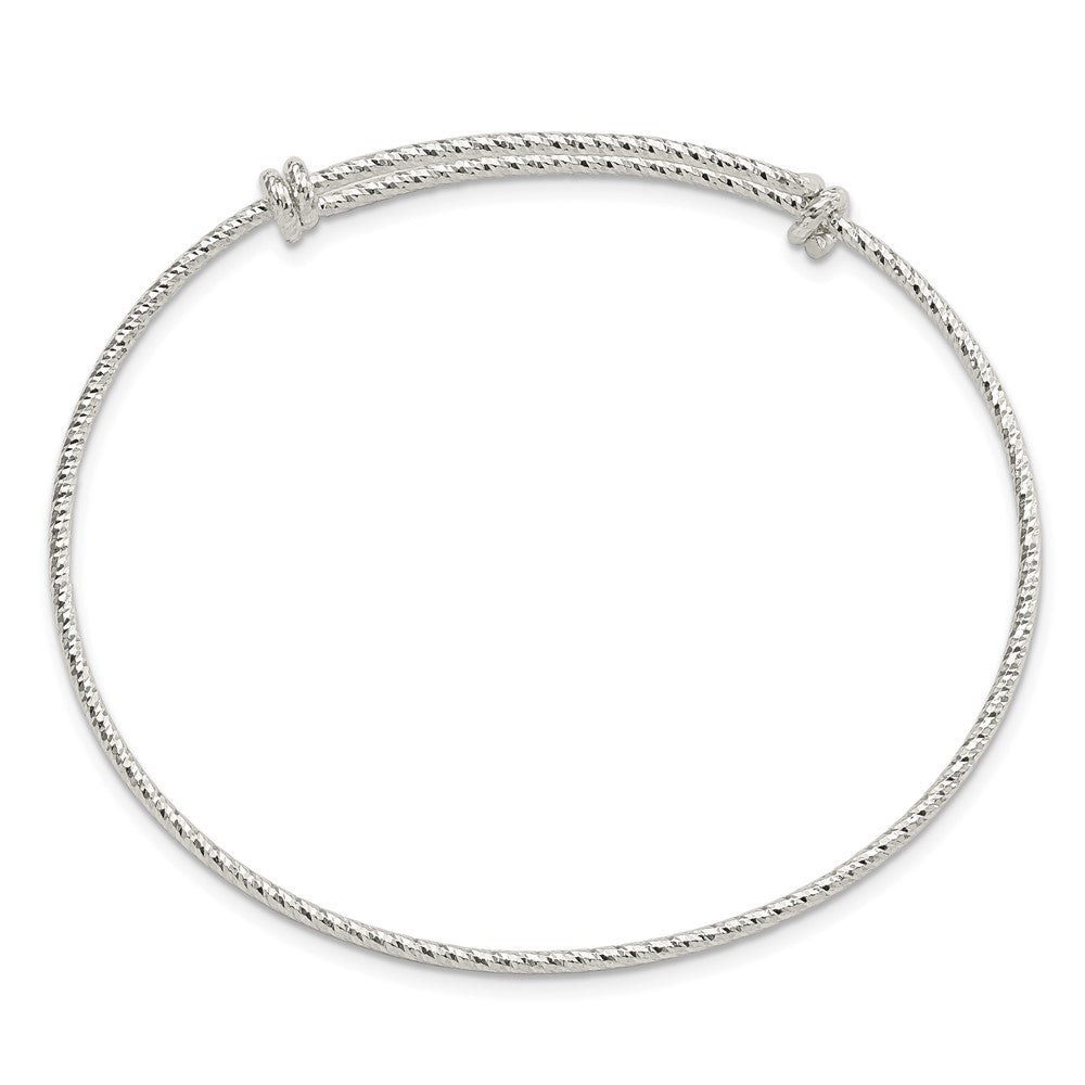 Sterling Silver Polished D/C 1.65mm 8-9.5in Expandable Bangle QB1106