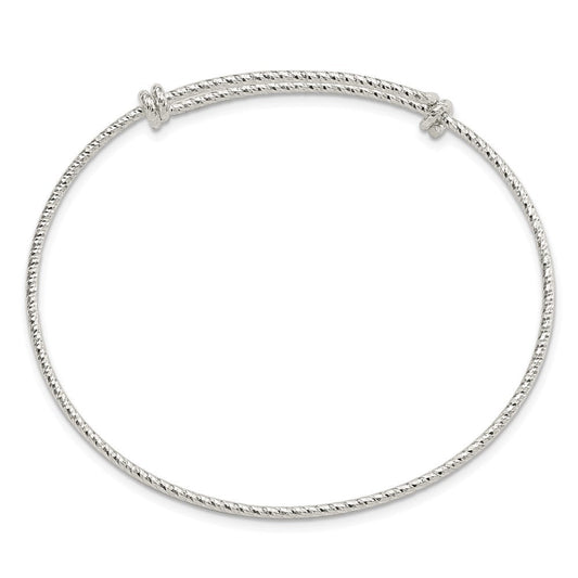 Sterling Silver Polished D/C 1.65mm 8-9.5in Expandable Bangle QB1106