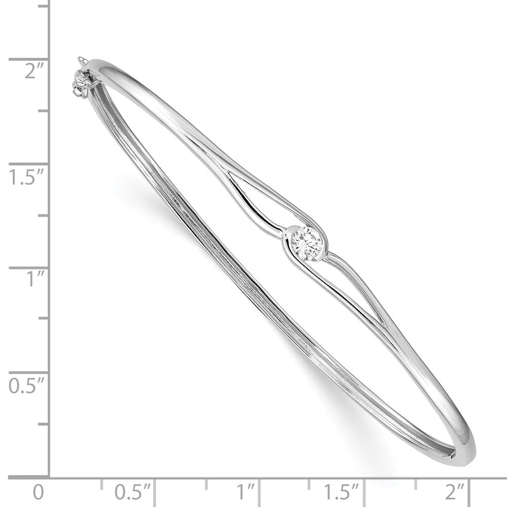 Sterling Silver Rhodium-plated CZ Hinged Bangle QB1169