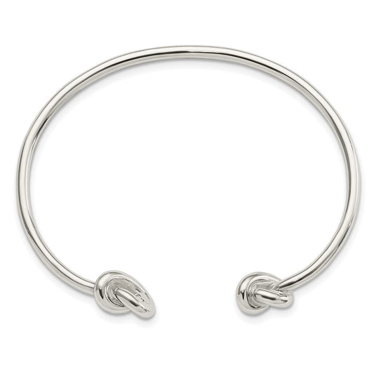 Sterling Silver Polished Knotted Ends Cuff Bangle QB1175