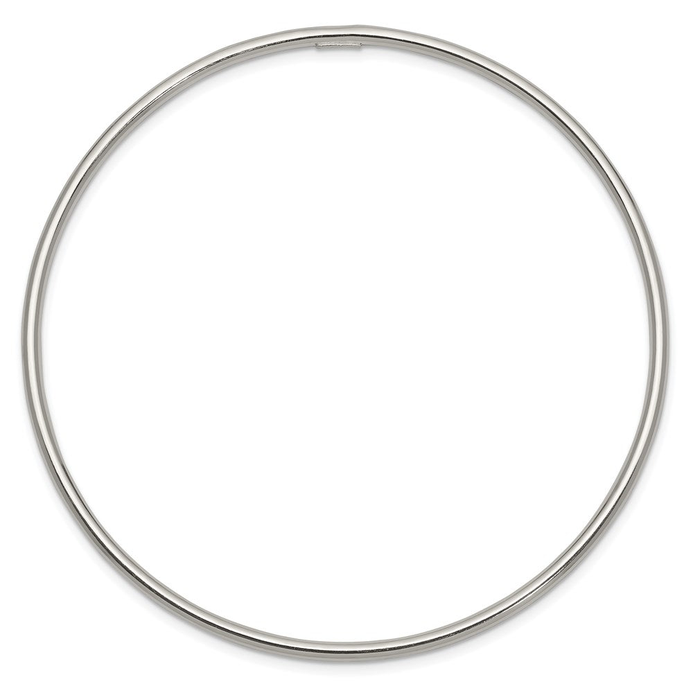 Sterling Silver Rhodium-plated 2mm Slip-on Bangle Bracelet QB119