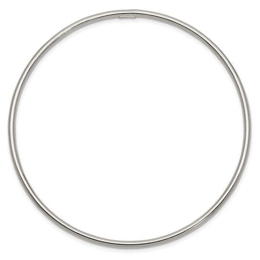Sterling Silver Rhodium-plated 2mm Slip-on Bangle Bracelet QB119