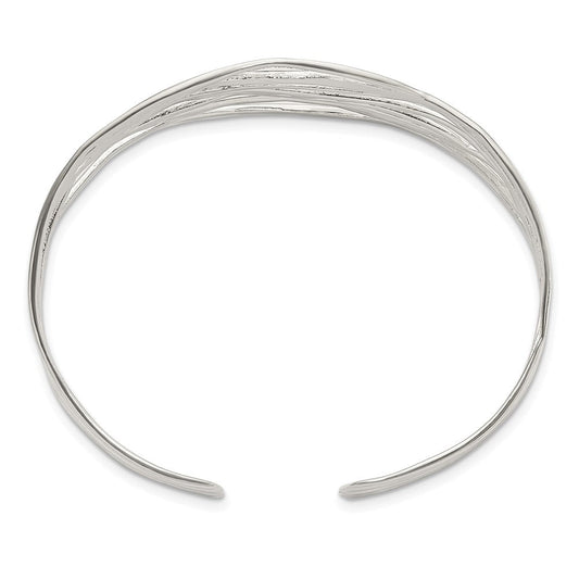 Sterling Silver Polished Multi-strand Cuff Bangle QB1196