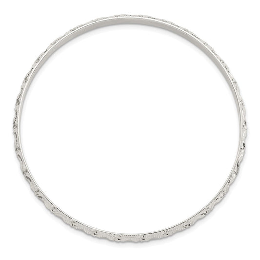 Sterling Silver Diamond Cut Patterned Slip-on Bangle QB1222
