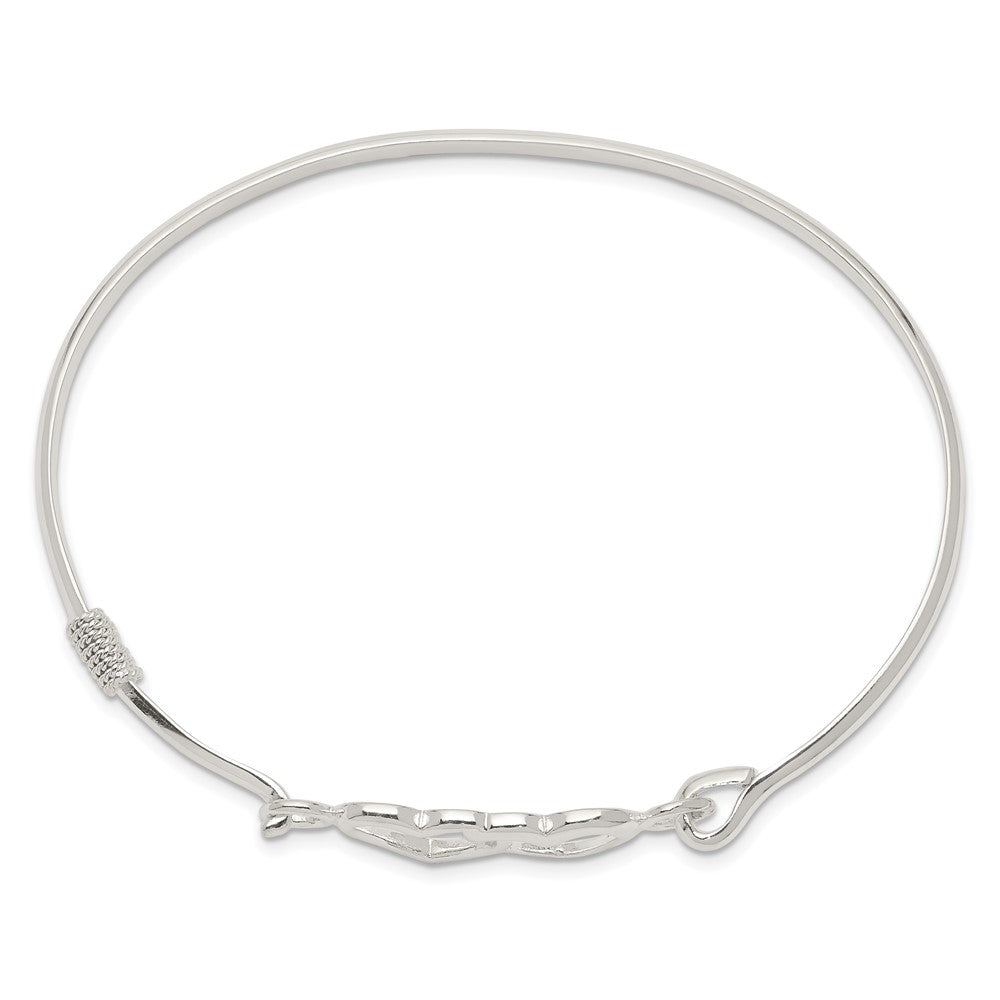Sterling Silver Polished Heart Bangle QB1234