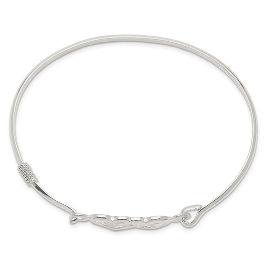 Sterling Silver Polished Heart Bangle QB1234