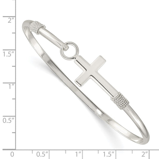 Sterling Silver Polished Cross Bangle QB1249