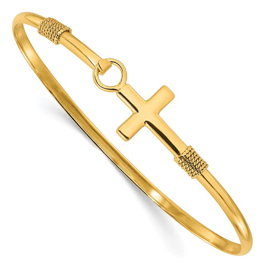 Sterling Silver Gold-tone Polished Cross Bangle QB1249GP