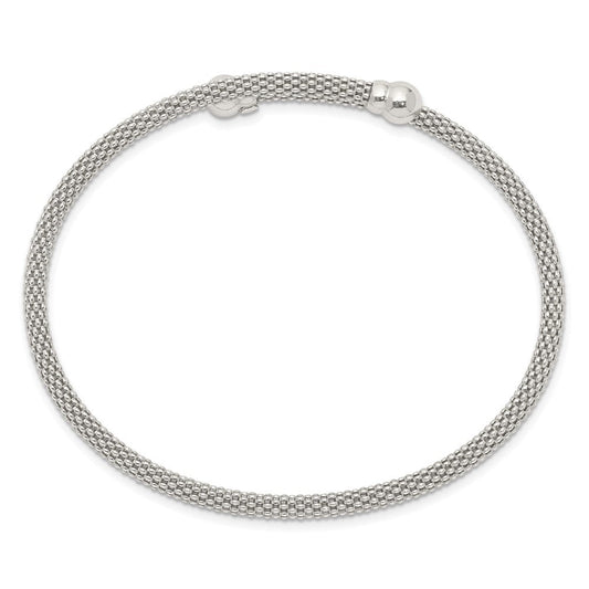 Sterling Silver Textured Flexible Bangle QB1253